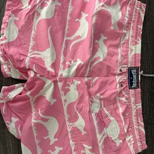 Vile requirement Pink and White Kangaroo Swim Trunks